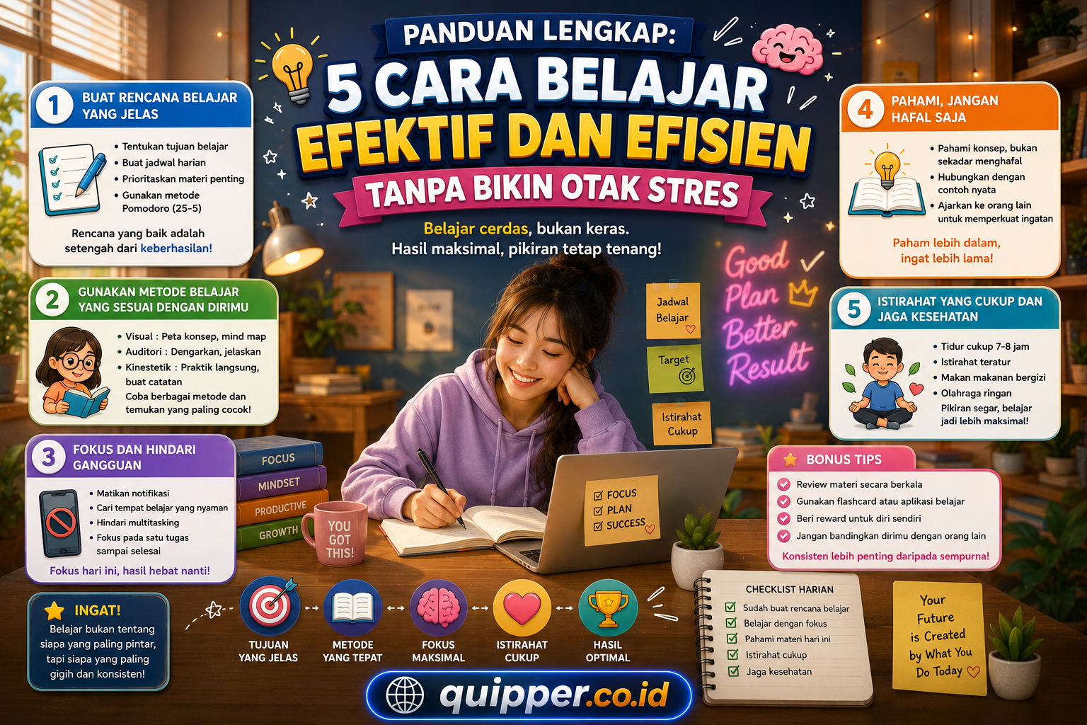  5 Cara Belajar Efektif dan Efisien Tanpa Bikin Otak Stres