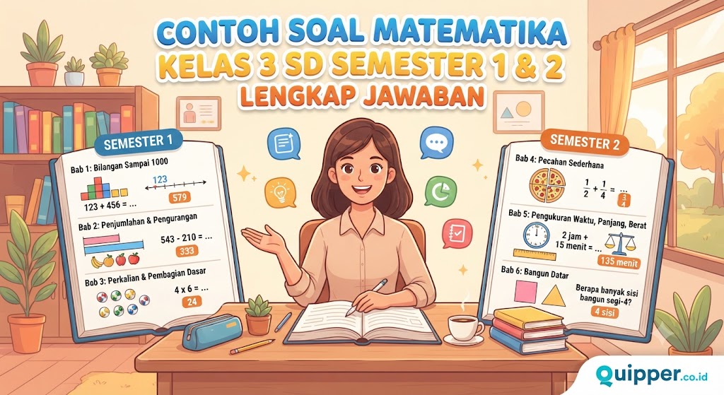 Contoh Soal Matematika Kelas 3 SD Semester 1 dan 2 Lengkap Jawaban