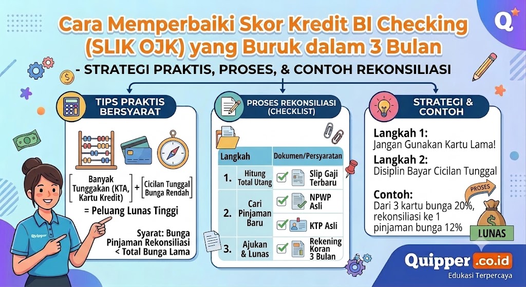 Cara Memperbaiki Skor Kredit BI Checking (SLIK OJK) yang Buruk dalam 3 Bulan