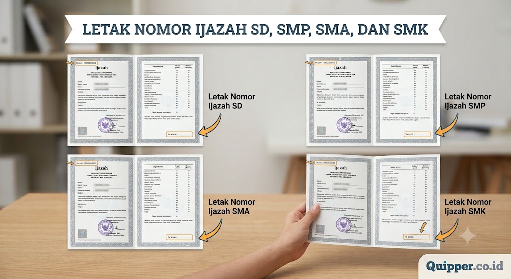 Letak Nomor Ijazah SD SMP SMA dan SMK