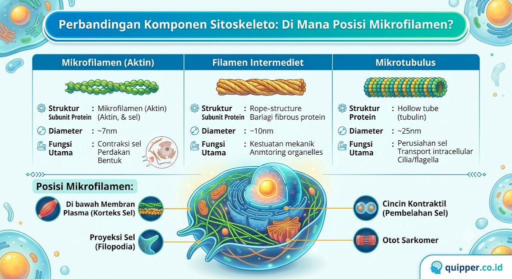 Perbandingan Komponen Sitoskeleton Di Mana Posisi Mikrofilamen