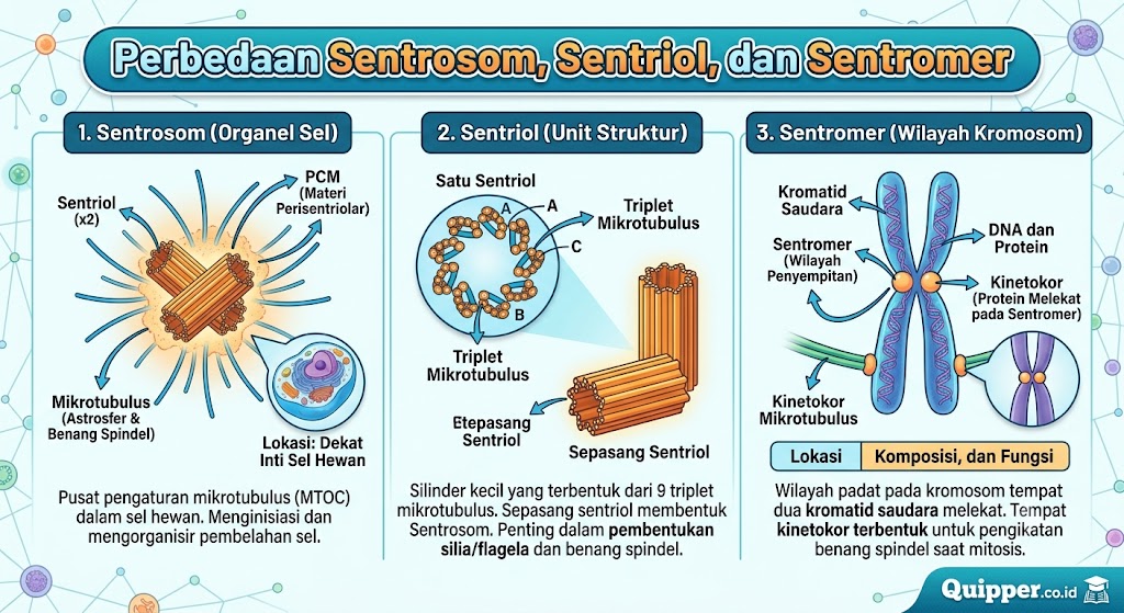 Perbedaan Sentrosom, Sentriol dan Sentromer